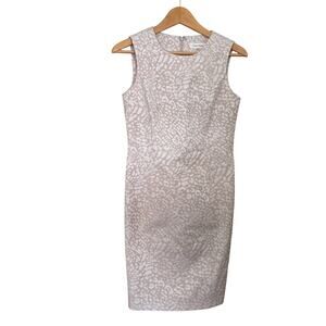 Calvin Klein Cream Animal Print Sleeveless Sheath Dress Size 6P Professional